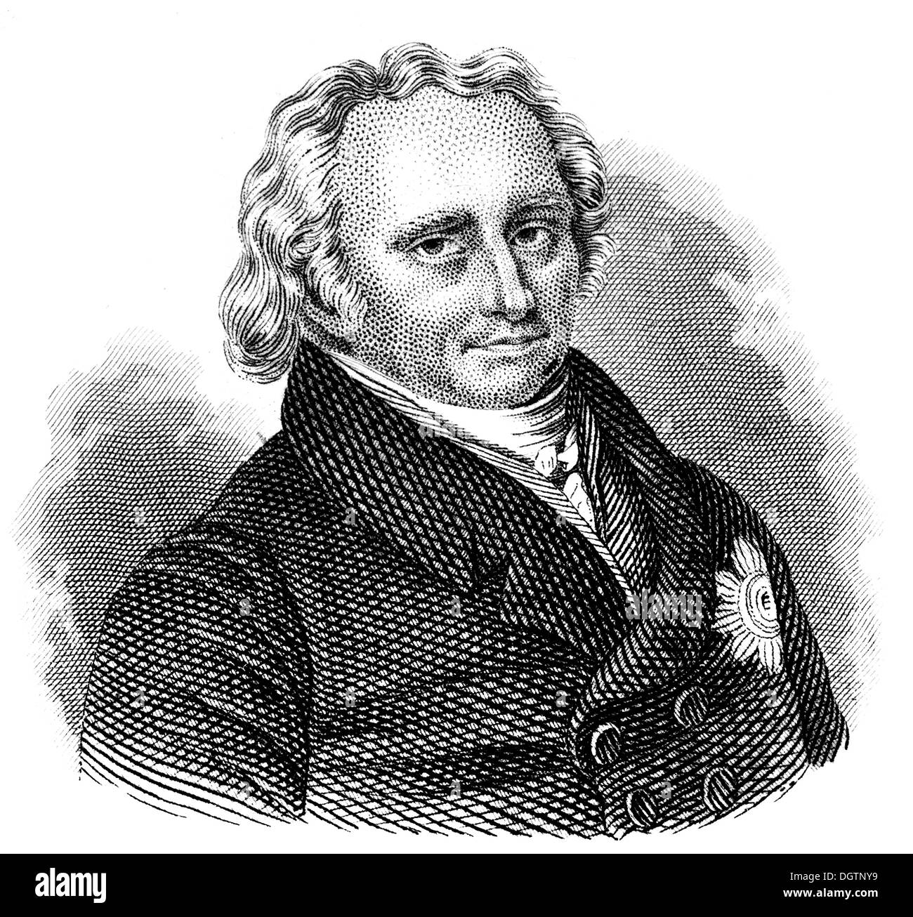 Christoph Wilhelm Hufeland, 1762-1836, ein deutscher Arzt, sozialen Hygieniker und Begründer der Makrobiotik, Stockfoto