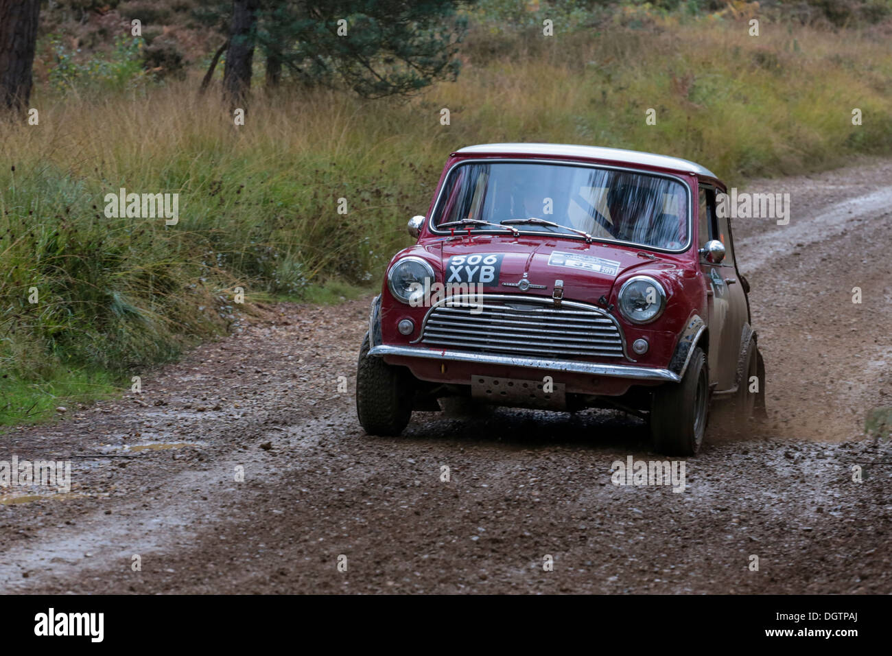 Morris Mini Cooper Teilnahme an der Rallye Sunseeker Historique 2013 Stockfoto