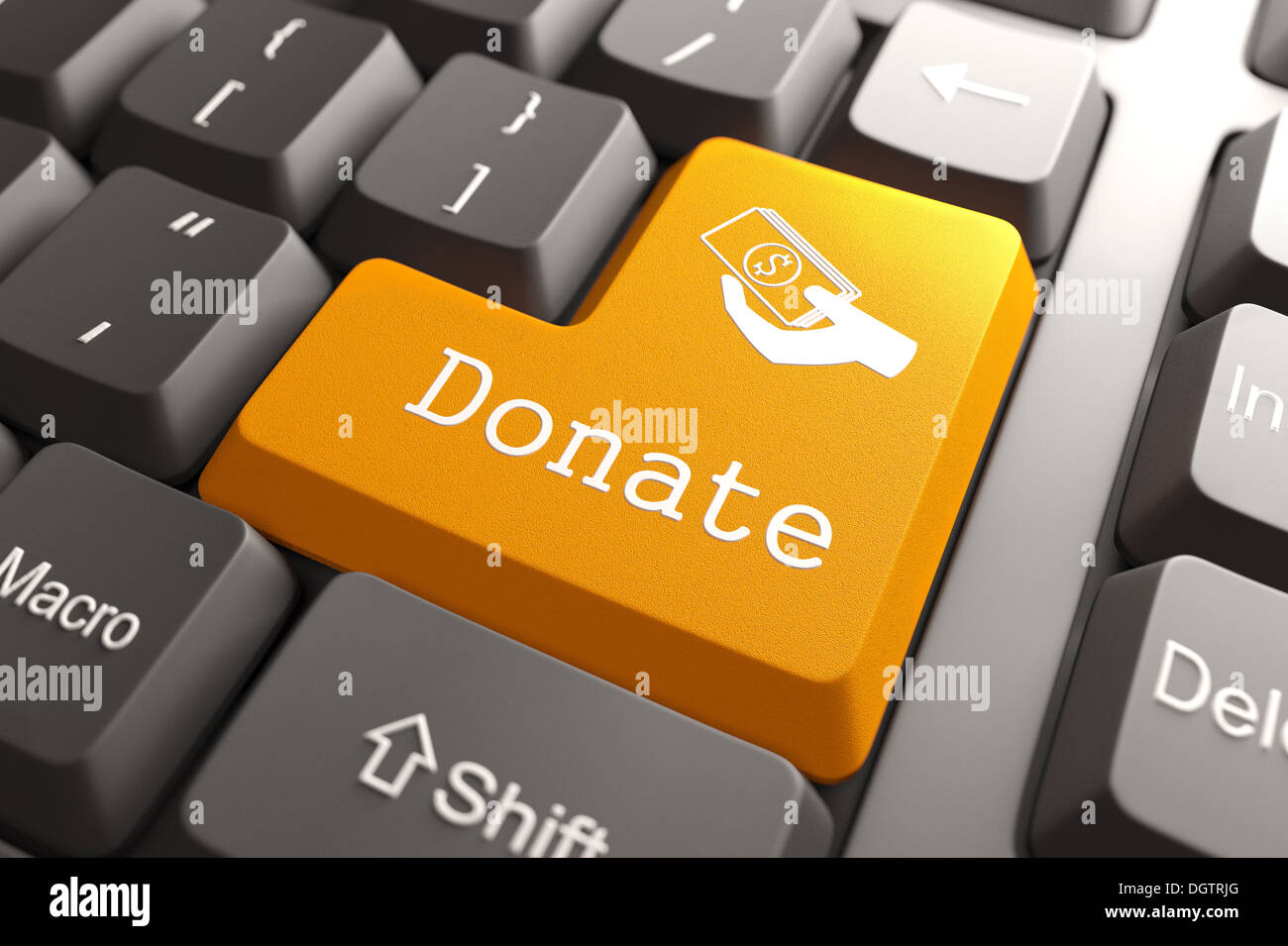 Tastatur mit Spenden-Button. Stockfoto