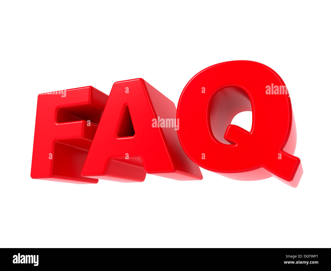 FAQ - rote 3D-Text. Stockfoto
