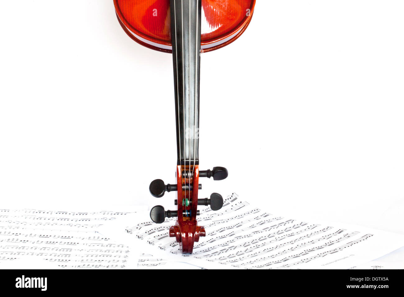 Violine, die isoliert auf weißem Hintergrund Stockfoto