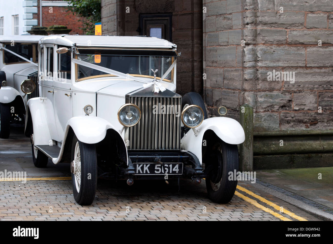 Weißen Rolls-Royce Hochzeit Oldtimer Stockfoto