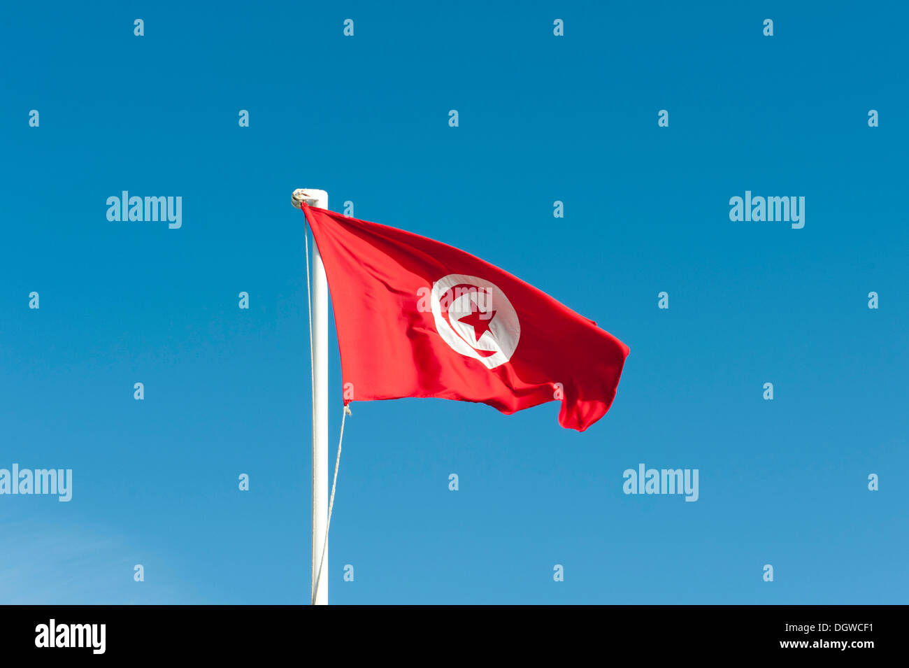 Tunesische Nationalflagge, Tunesien, Nordafrika, Afrika Stockfoto