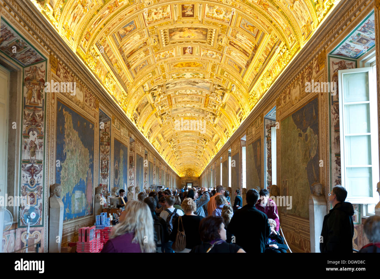 Galerie historischer Karten, Galleria Delle Carte um, Vatikanische Museen, Vatikan, Vatikanstadt, Rom, Latium, Italien Stockfoto
