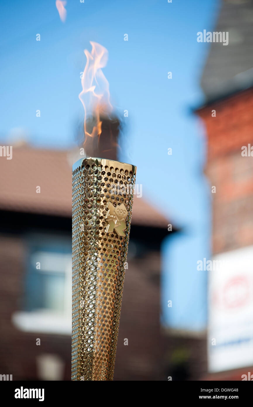 Fackel 2012 Olympische Flamme UK England GB Stockfoto