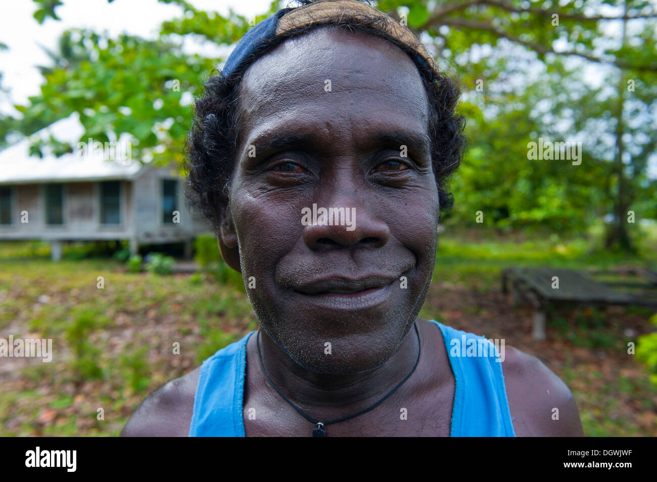 Freundlichen Einheimischen Mann, Porträt, Marovo Lagune, Western Province, Salomonen Stockfoto