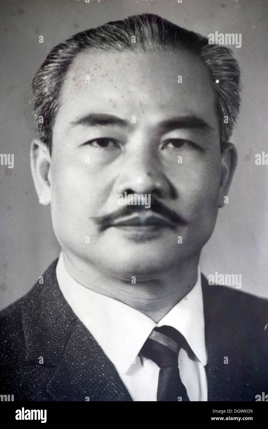 Foto von einem alten Foto, Porträt, Präsident Souphanouvong, Red Prince, der erste Präsident der Demokratischen Volksrepublik Stockfoto
