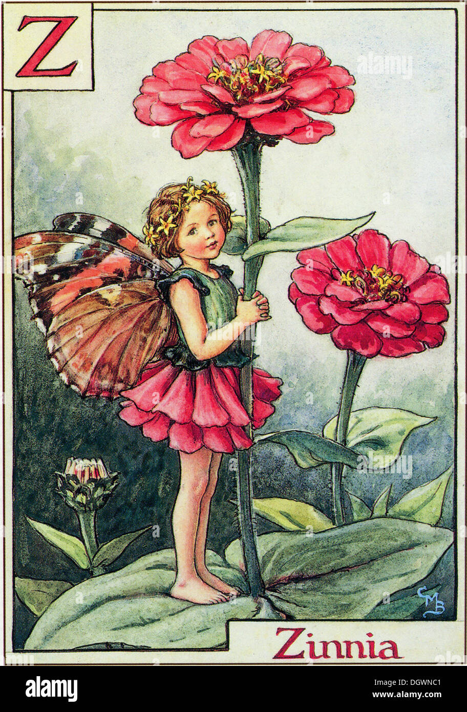 Flower Fairies Illustration von Cicely Mary Barker - Zinnia Fee, 1934 Stockfoto