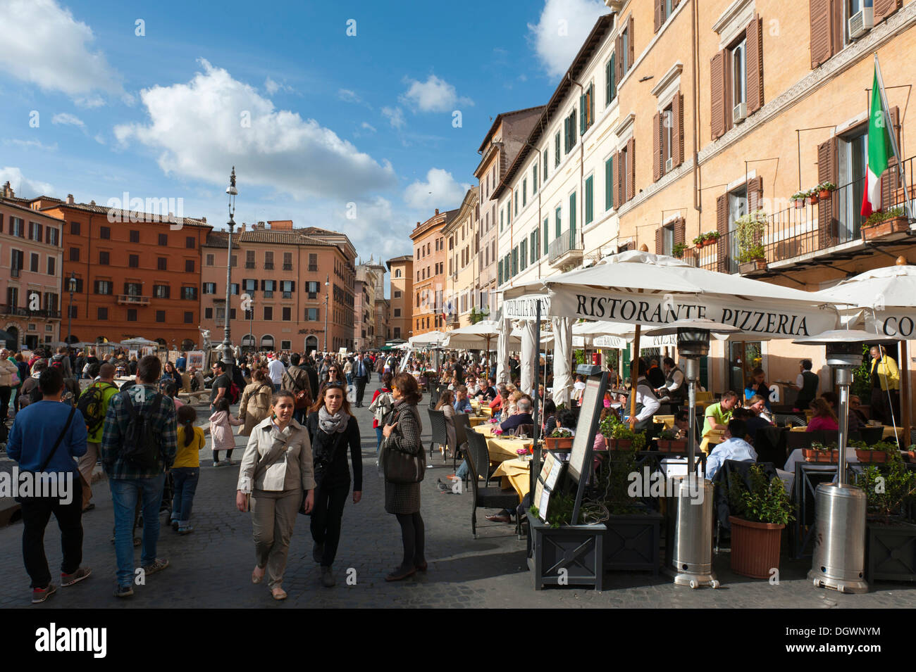 Barocke Altstadt, Restaurants, Pizzeria, Piazza Navona, Rom, Latium, Italien, Süd-Europa, Europa Stockfoto