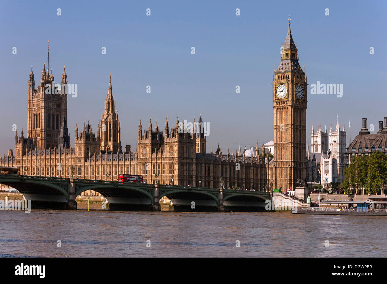 Big Ben, Westminster Palace, Houses of Parlament, UNESCO-Weltkulturerbe, Westminster Bridge, London, England Stockfoto