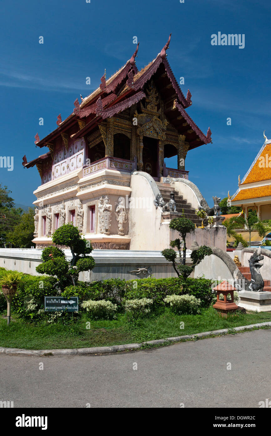 Hor Trai, Bibliothek, Wat Phra Singh, Chiang Mai, Nord-Thailand, Thailand, Asien Stockfoto