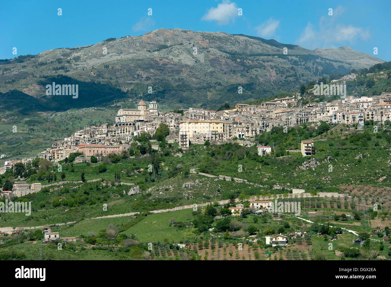 Blick auf die Stadt Pertralia Sottana, Sizilien, Italien, Europa Stockfoto