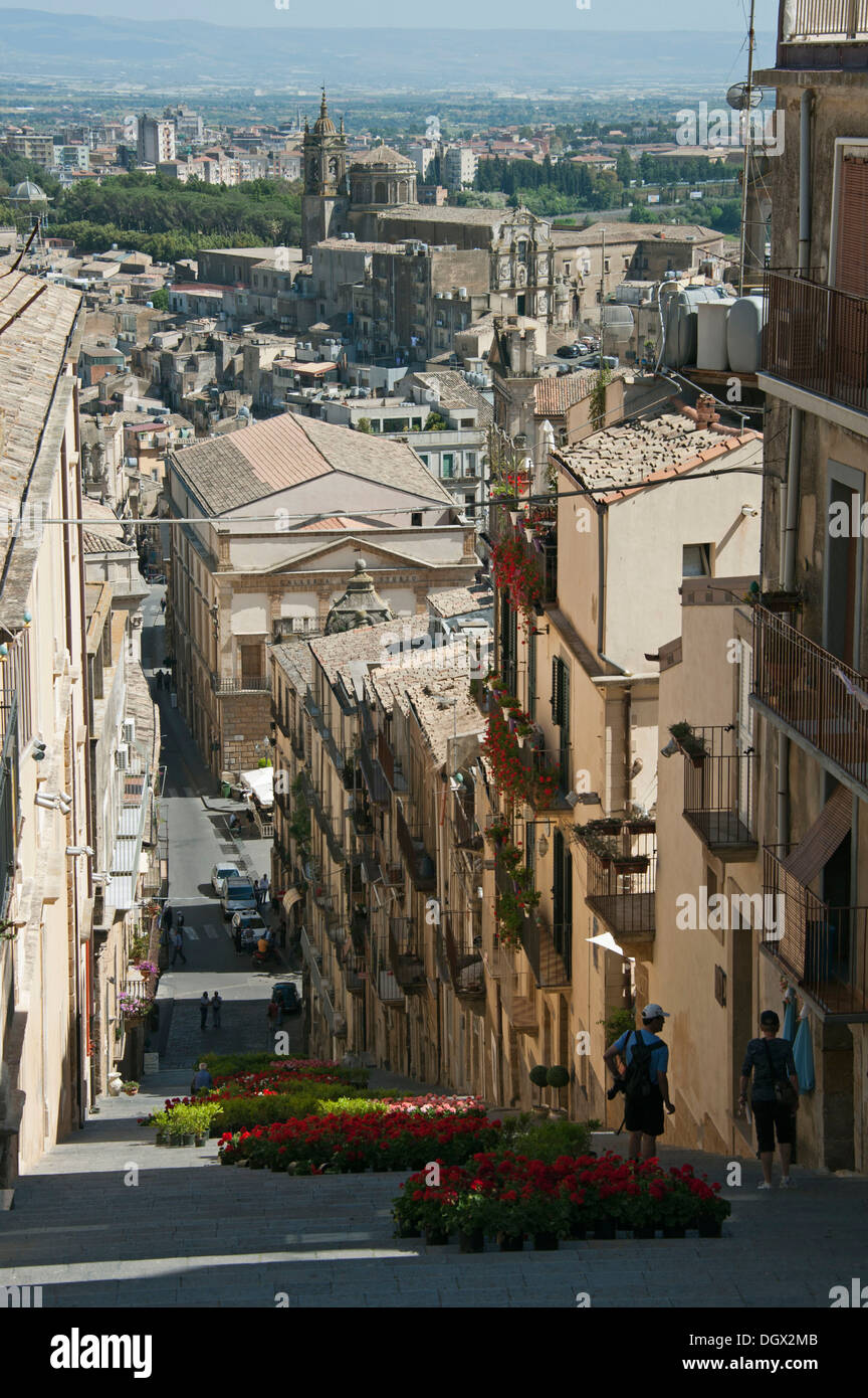 Historische Stadtzentrum, Caltagirone, Provinz von Catania, Sizilien, Italien, Europa Stockfoto