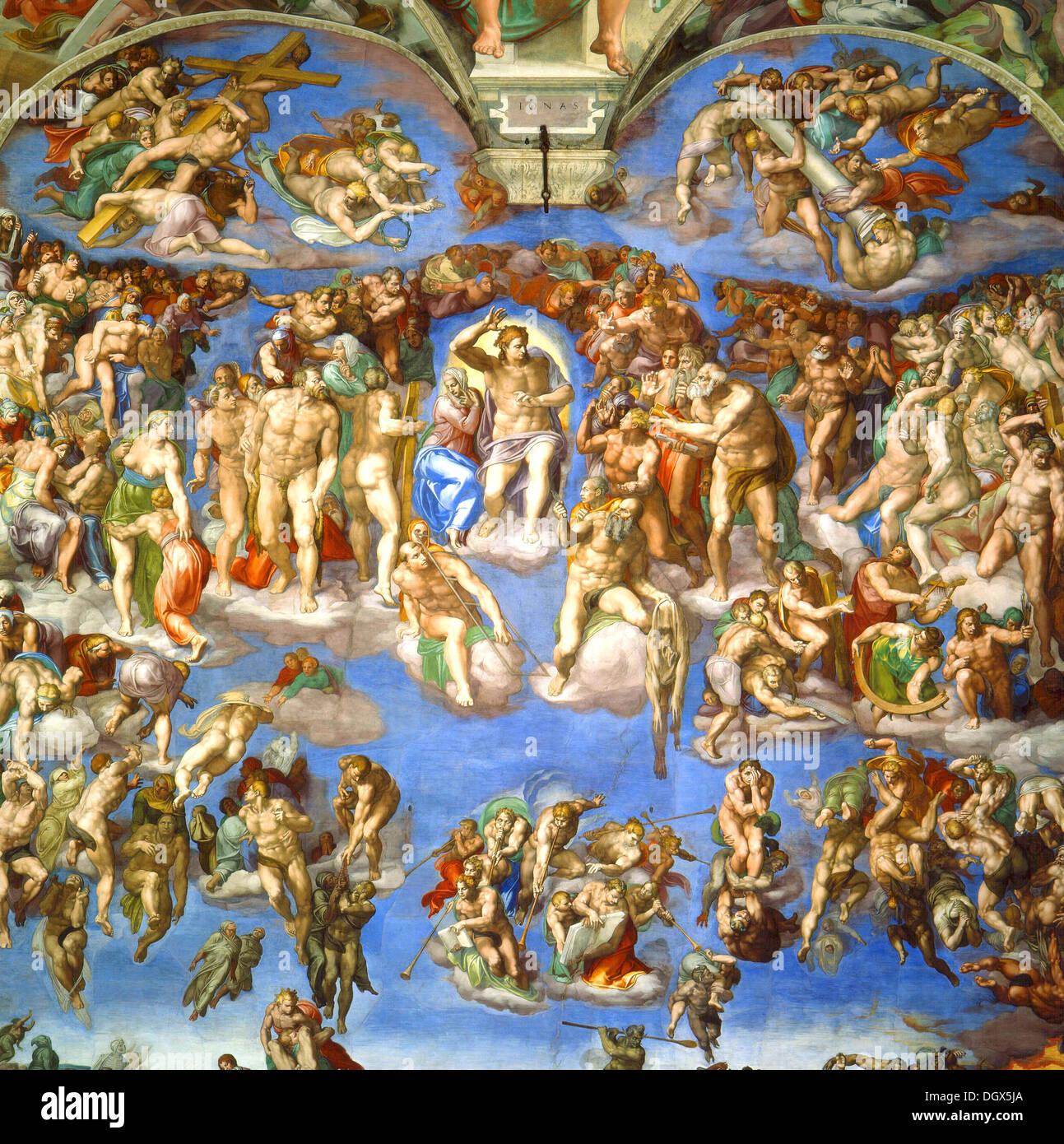 Das jüngste Gericht - von Michelangelo, 1541 Stockfoto