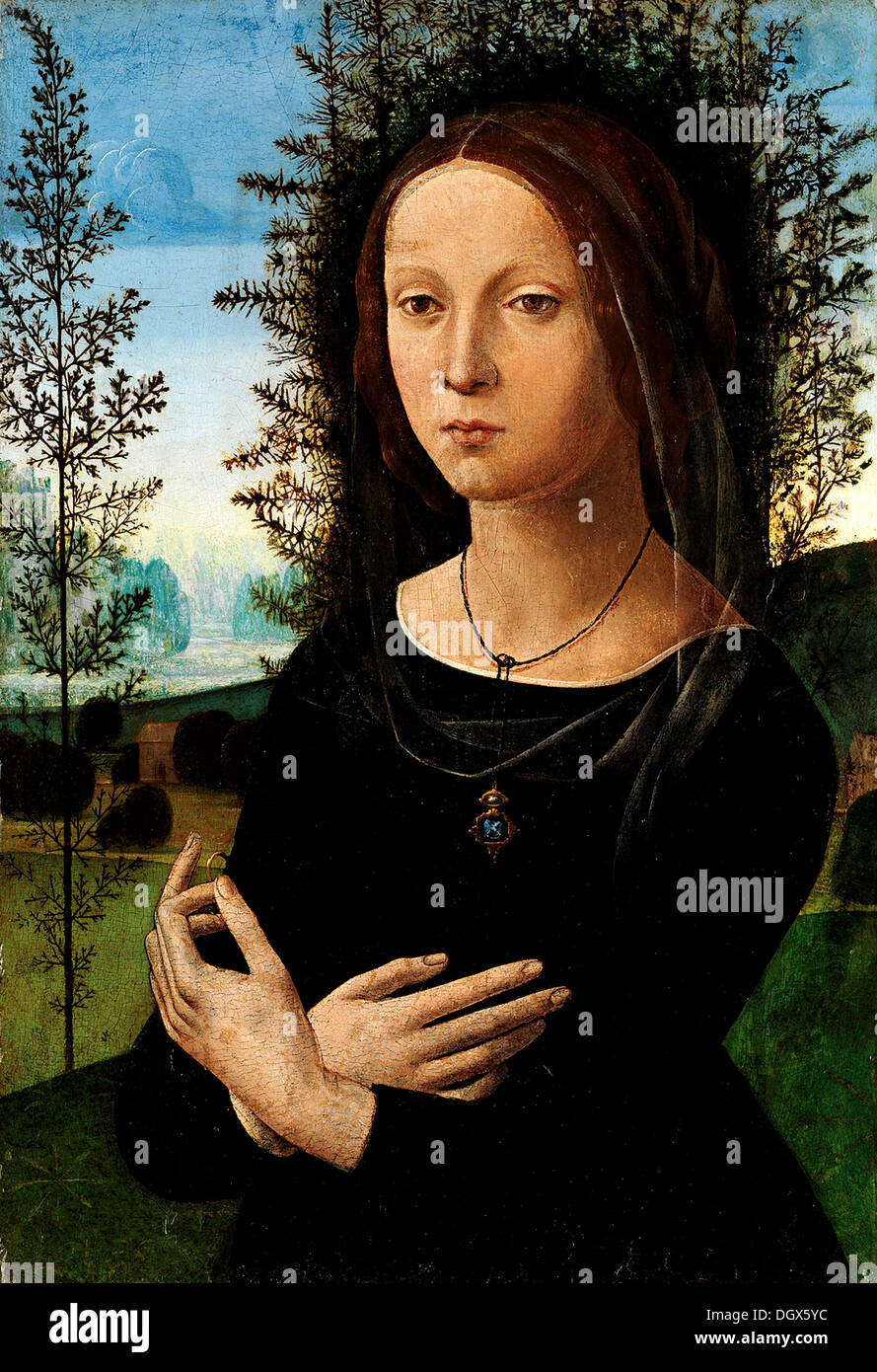 Porträt einer jungen Frau - von Lorenzo di Credi, ca. 1490-1500 Stockfoto