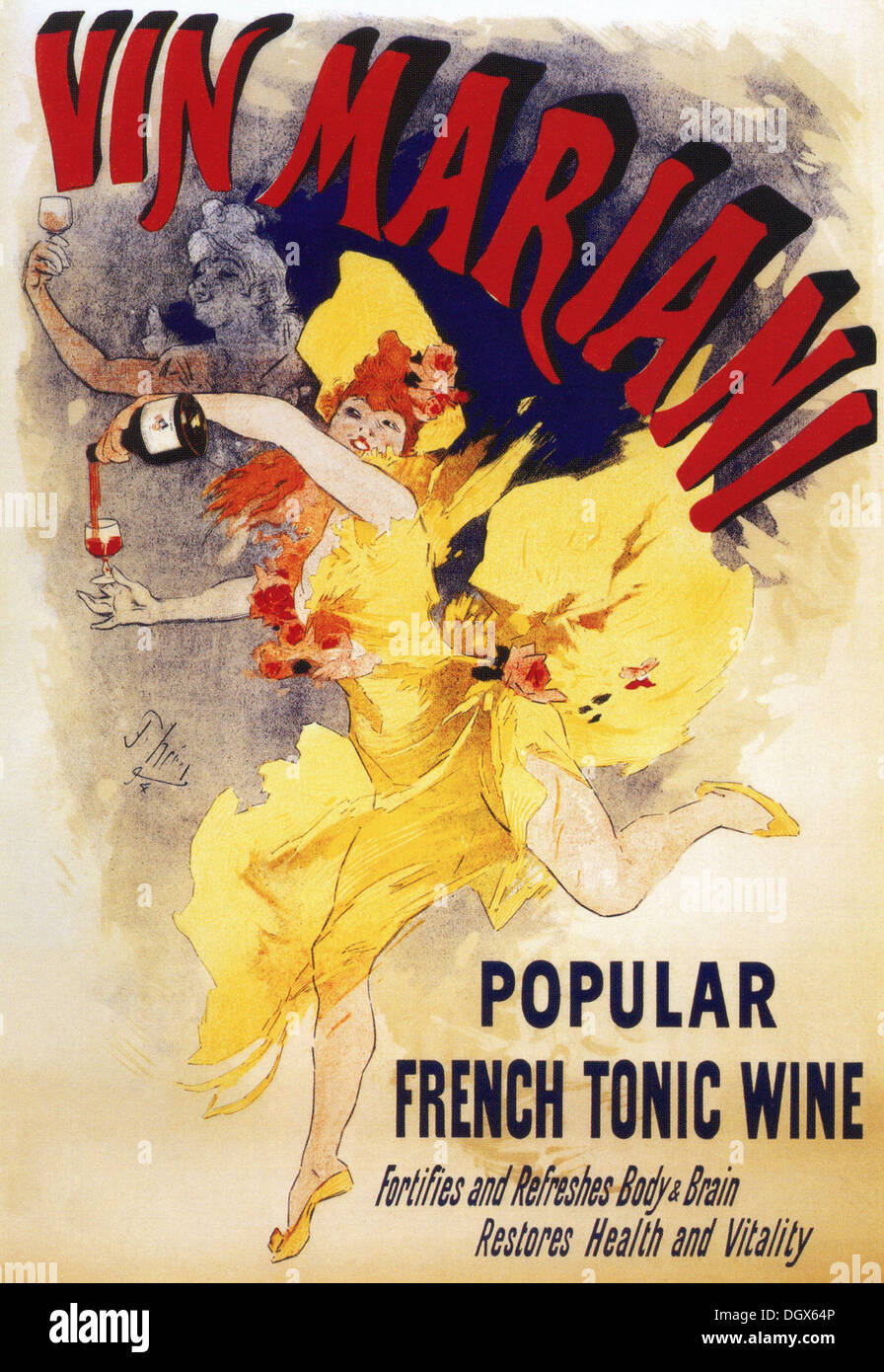 Vin Mariani von Jules Cheret - Vintage Poster, 1894 - nur zur redaktionellen Verwendung. Stockfoto