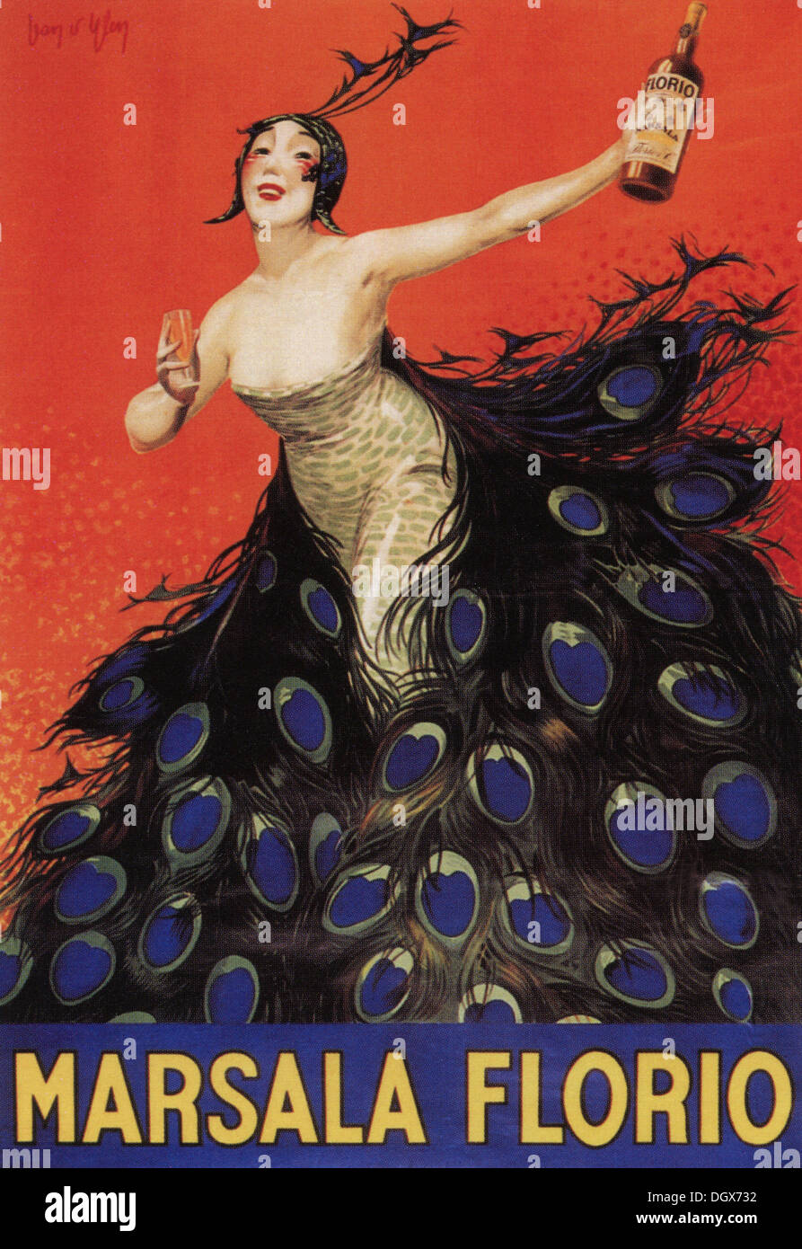 Marsala Florio durch Jean D'Ylean - Vintage Poster, 1920 - nur zur redaktionellen Verwendung. Stockfoto Marsala Florio durch Jean D'Ylean - Vintage Poster, 1920 - nur zur redaktionellen Verwendung. Stockfoto