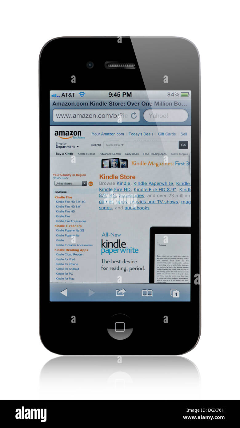 Iphone Bildschirm Zeigt Amazon Kindle E Reader Stockfotografie Alamy