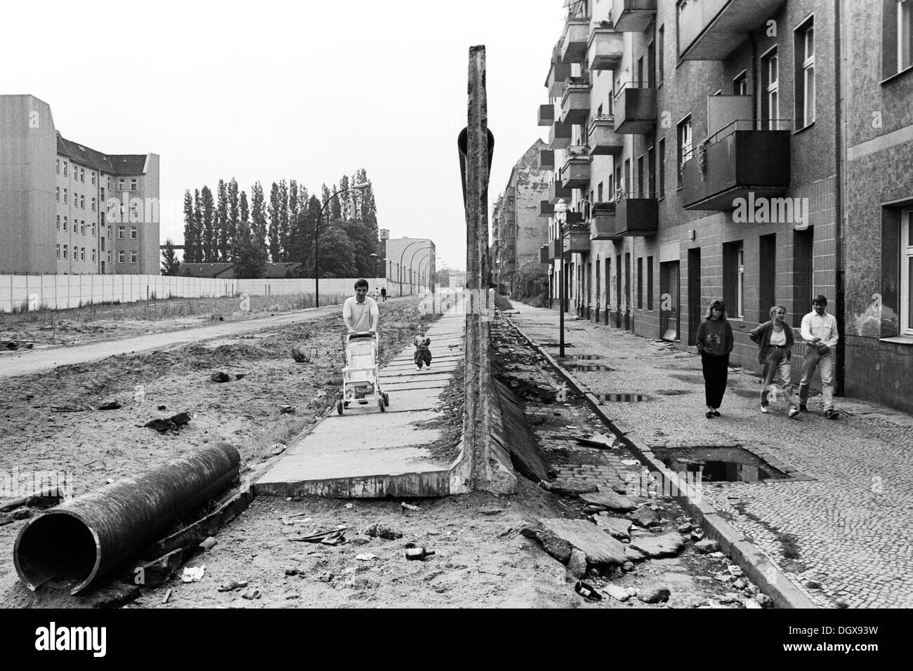 Reste der Berliner Mauer zwischen Neukölln, direkt, und Treptow, Berlin Wall Heidelberger Straße Straße, Berlin Stockfoto
