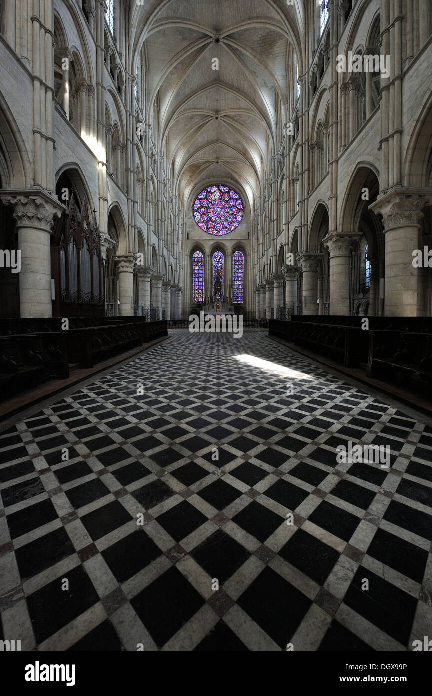 Hauptschiff der Kathedrale von Reims, Frankreich, Europa Stockfoto