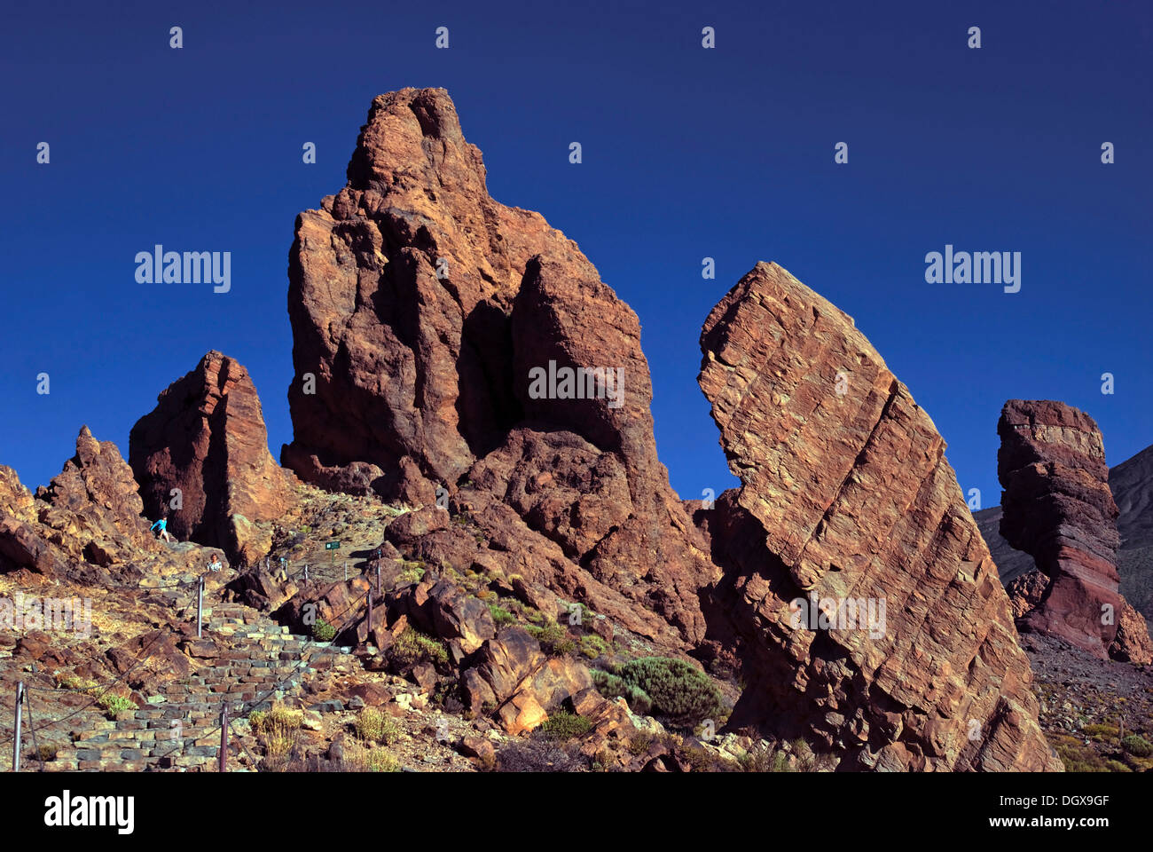 Roques de Garcia, den Teide oder Pico del Teide, Teneriffa, Kanarische Inseln, Spanien, Europa Stockfoto