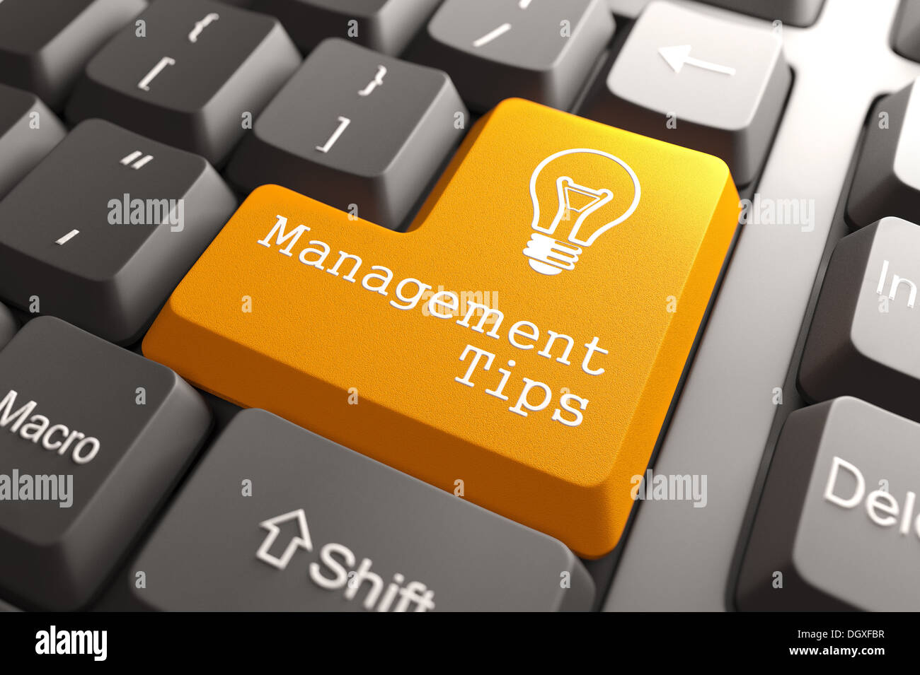 Tastatur mit Management-Tipps-Taste. Stockfoto