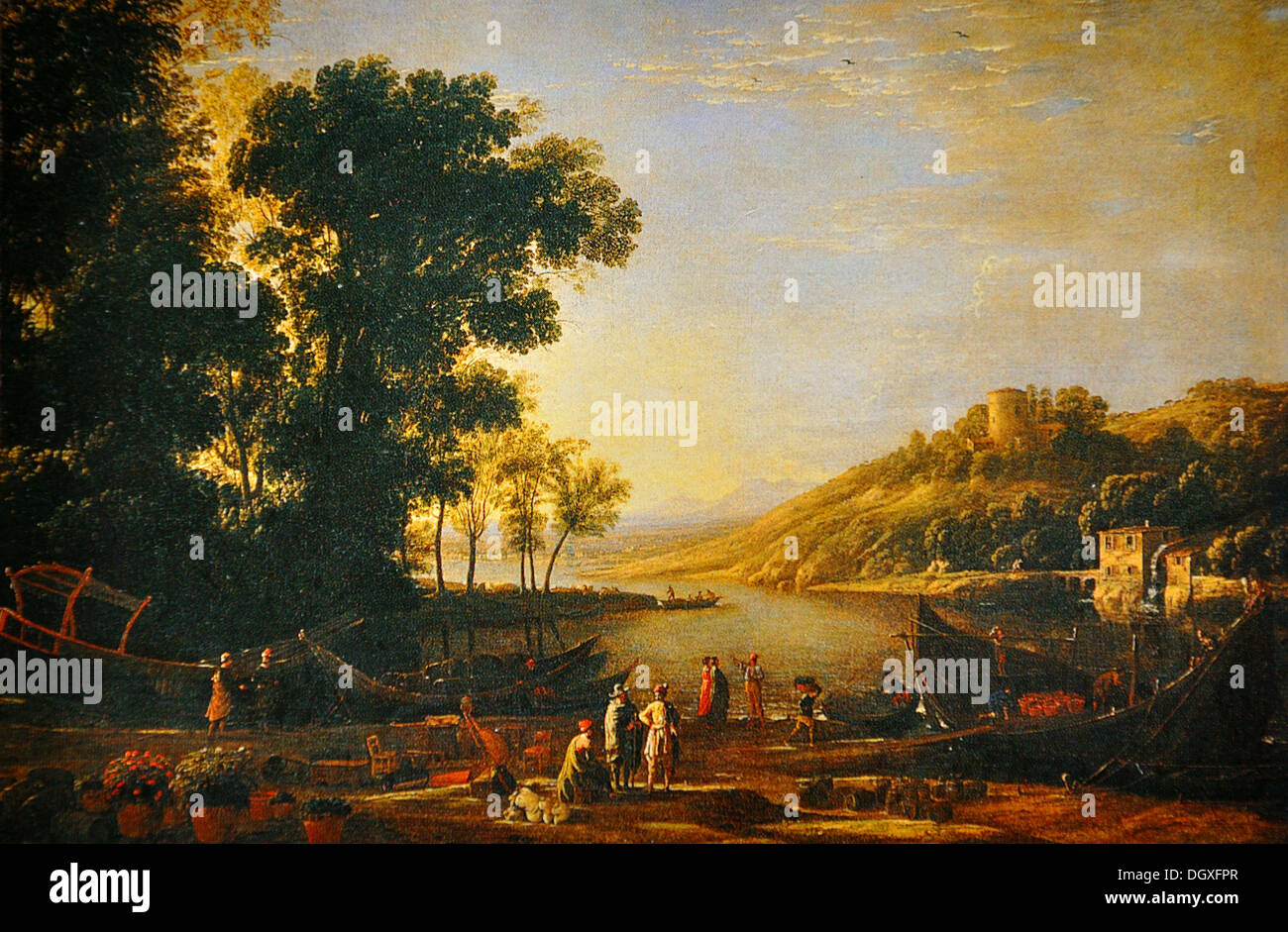 Landschaft mit Kaufleuten - von Claude Lorrain, 1630 Stockfoto