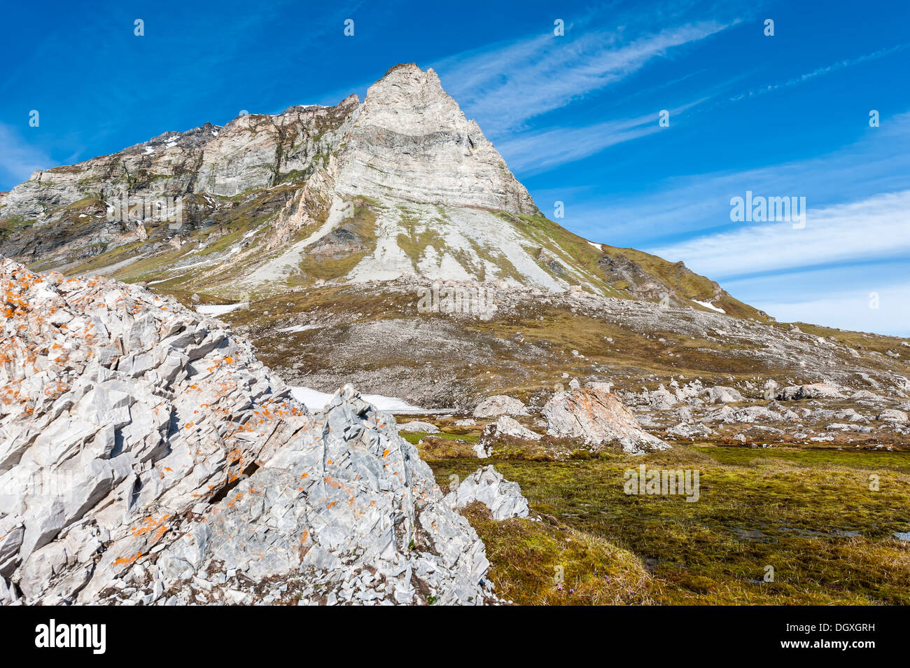 Alkehornet, Spitzbergen Westküste, Spitzbergen, Norwegen Stockfoto Alkehornet, Spitzbergen Westküste, Spitzbergen, Norwegen Stockfoto