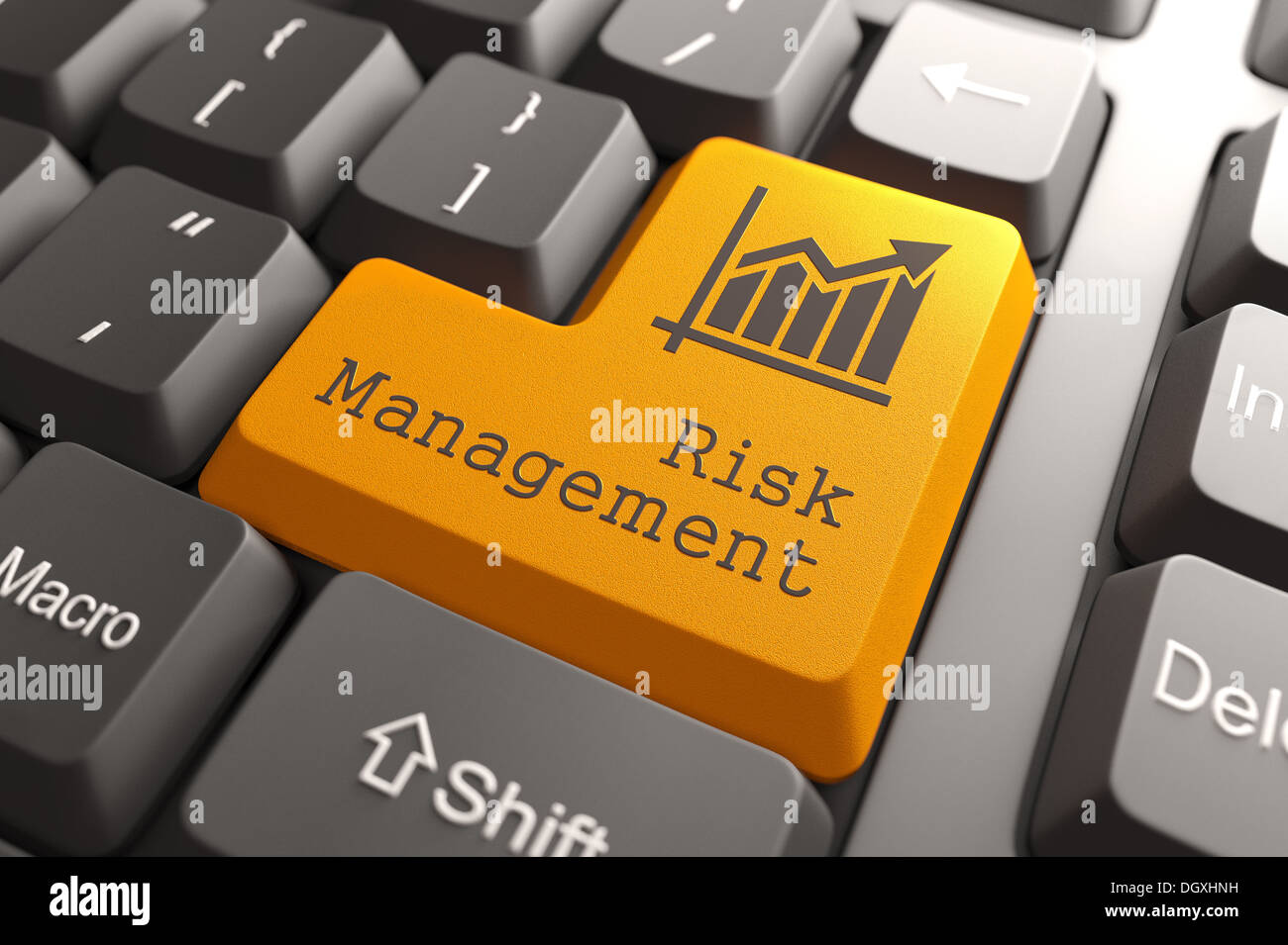Tastatur mit Schaltfläche "Risk Management". Stockfoto
