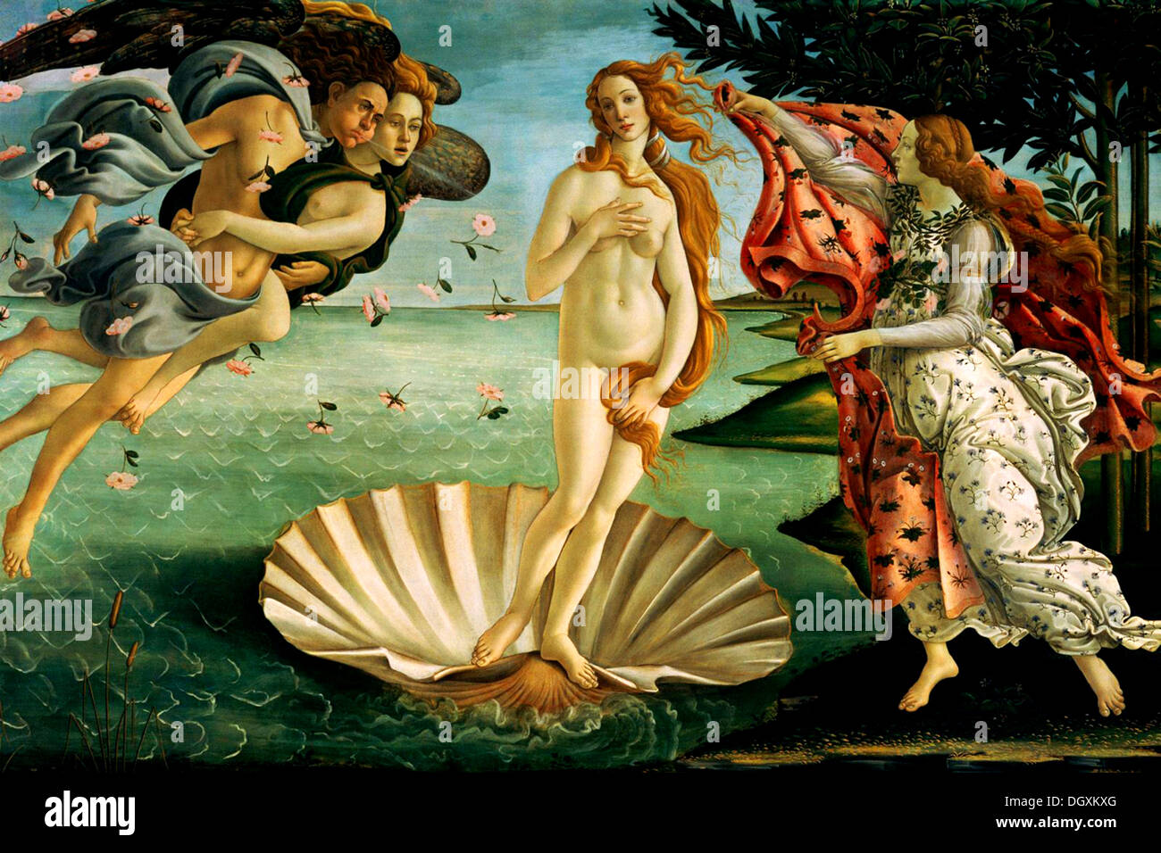 Die Geburt der Venus - von Sandro Botticelli, 1486 - nur zur redaktionellen Verwendung. Stockfoto