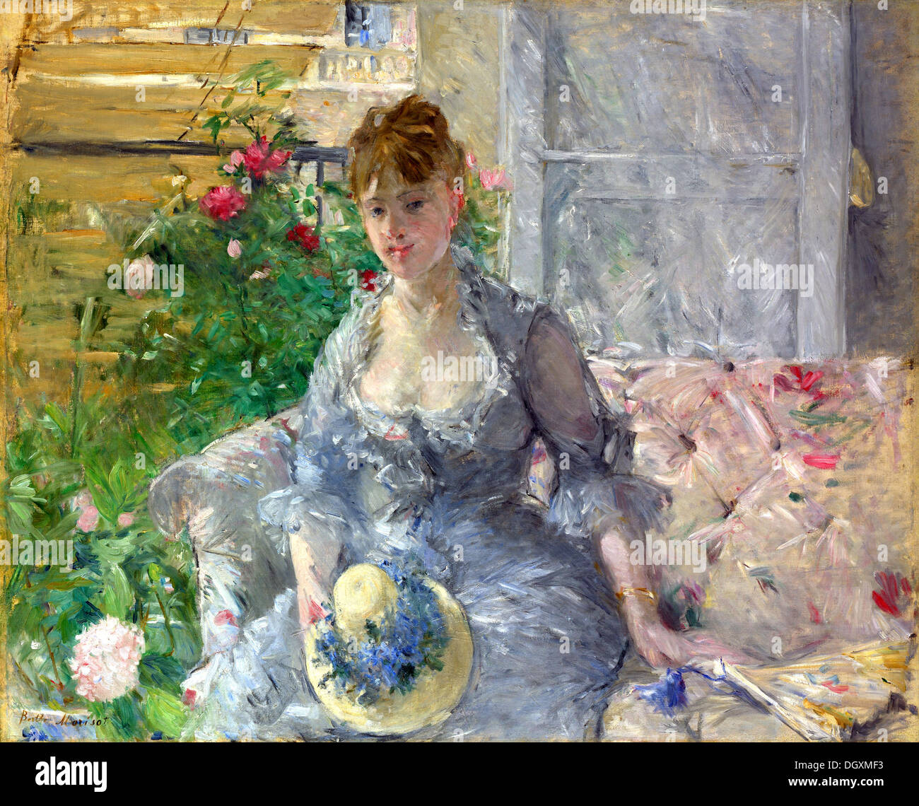 Junge Frau sitzt auf einem Sofa - von Berthe Morisot, 1879 Stockfoto