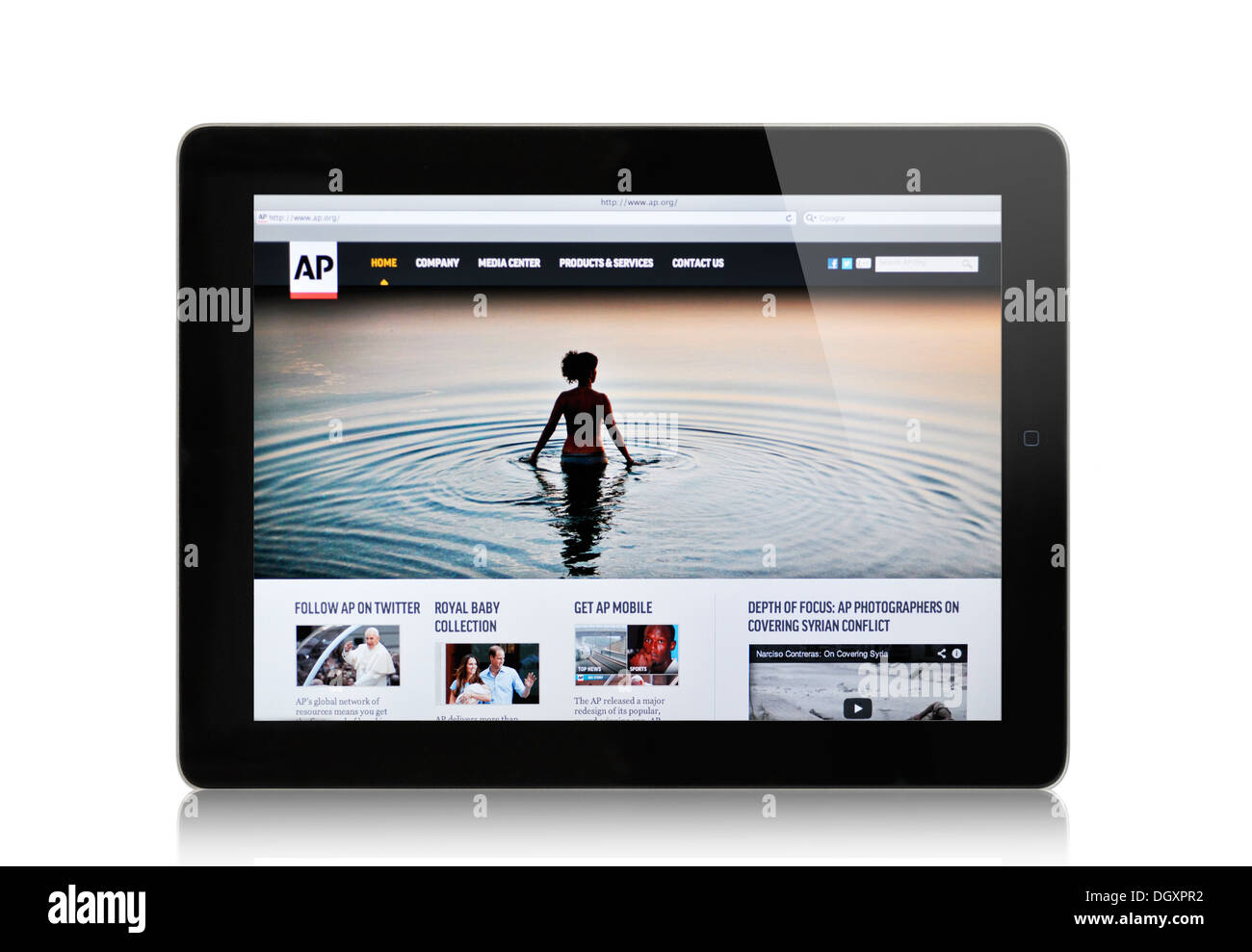 Damit verbundenen Pressewebsite auf iPad-Bildschirm Stockfoto