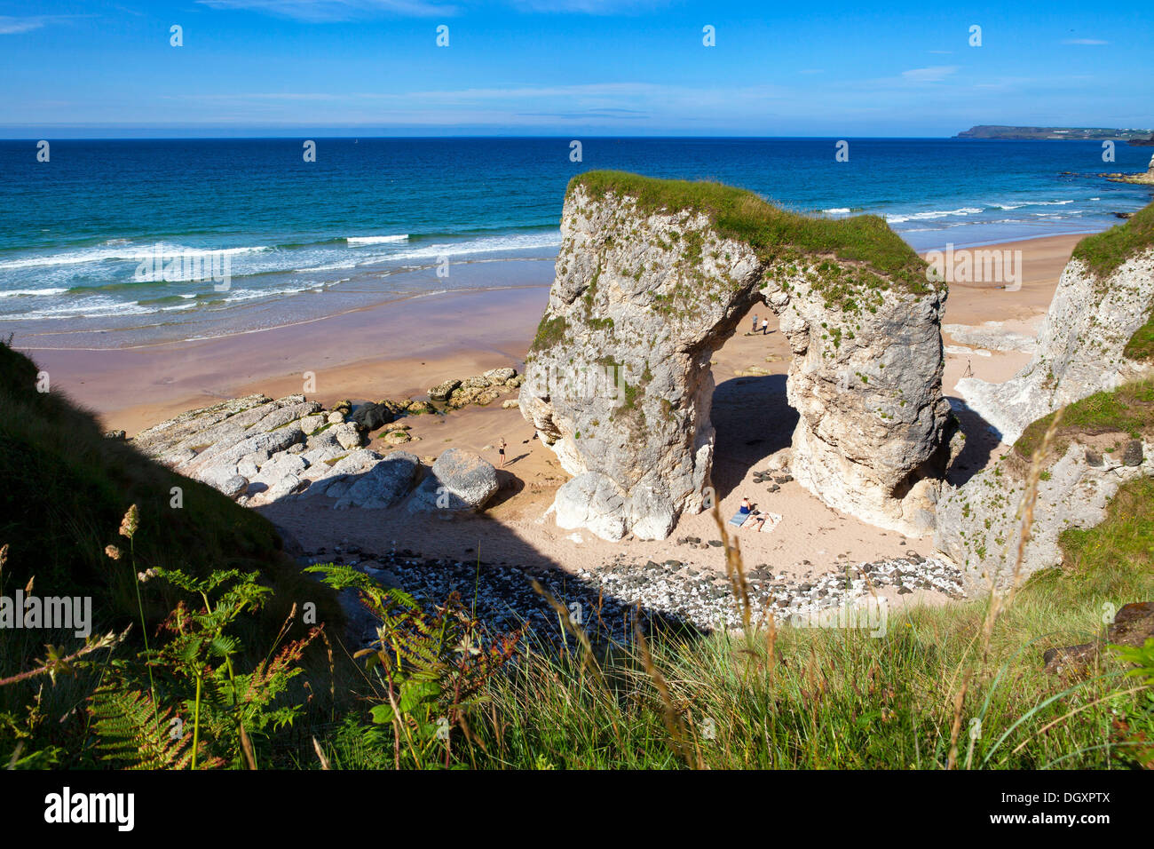 Weiße Felsen Strand, Portrush, Nordirland Stockfoto