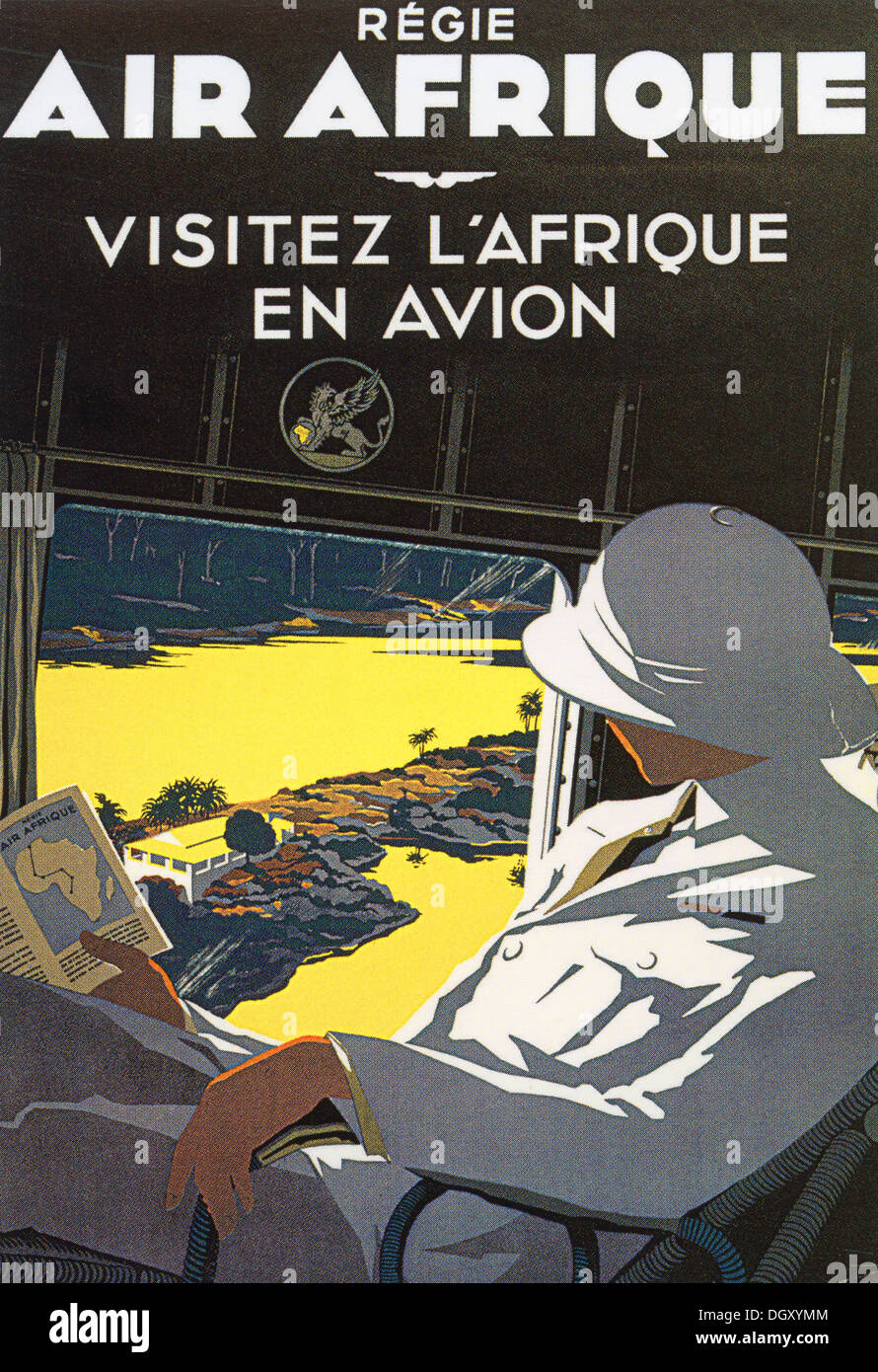 Besuchen Sie Afrika durch Air Afrique Airlines Ad Vintage Reise-Plakat, 1936 - nur zur redaktionellen Verwendung. Stockfoto