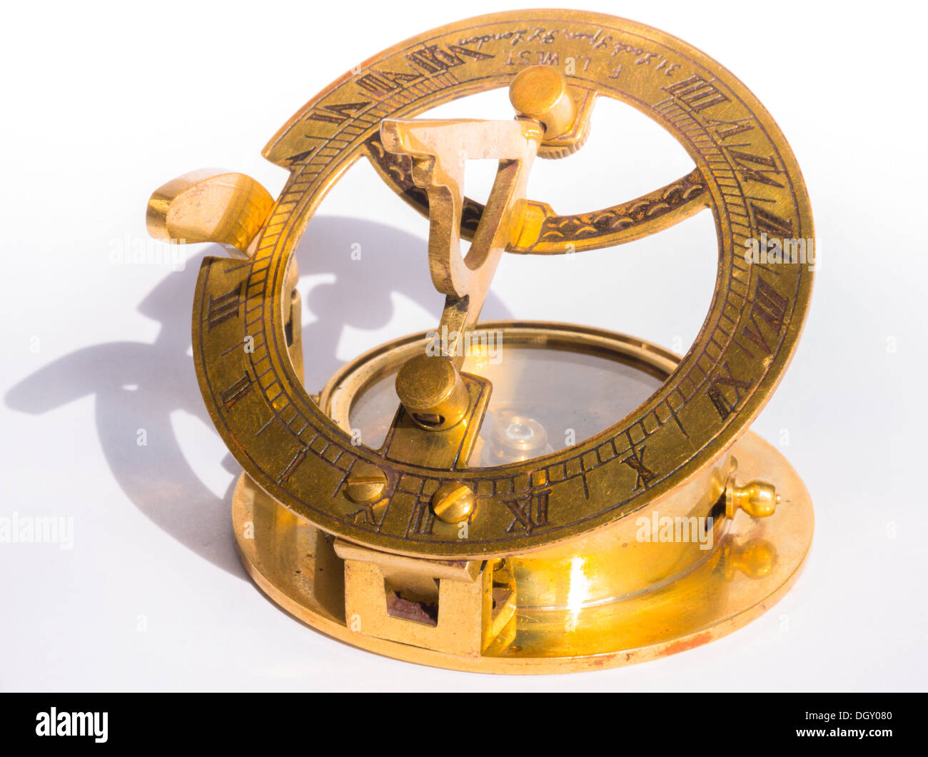 Alte Kupfer Sextant und Kompass Stockfotografie - Alamy