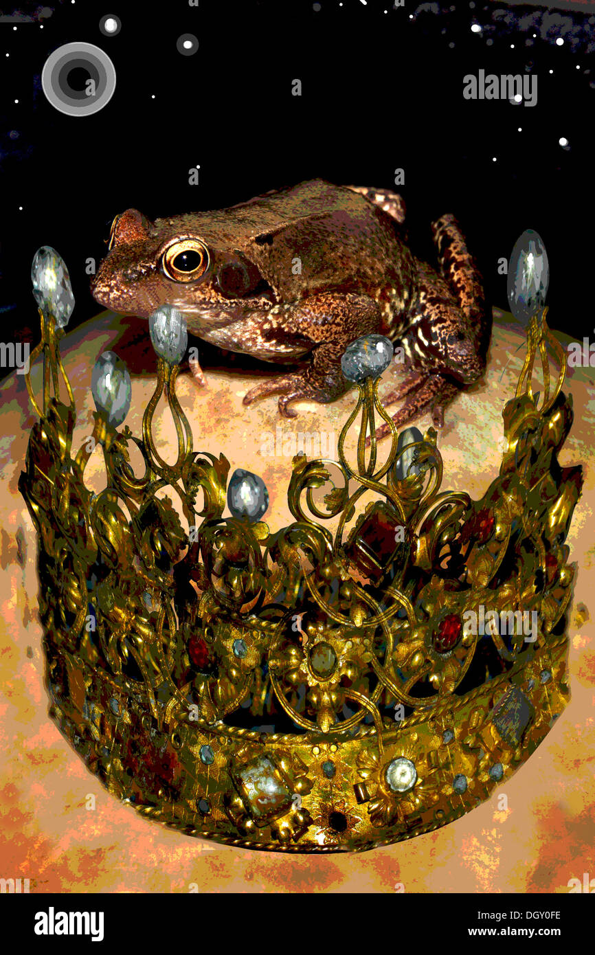 Der Froschkönig und seine Krone durch die Brüder Grim Stockfoto