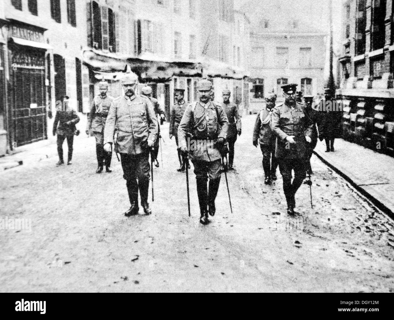 Altes Foto der deutsche Oberbefehlshaber Paul von Hindenburg in Spa, Belgien, 1918, WWI Stockfoto