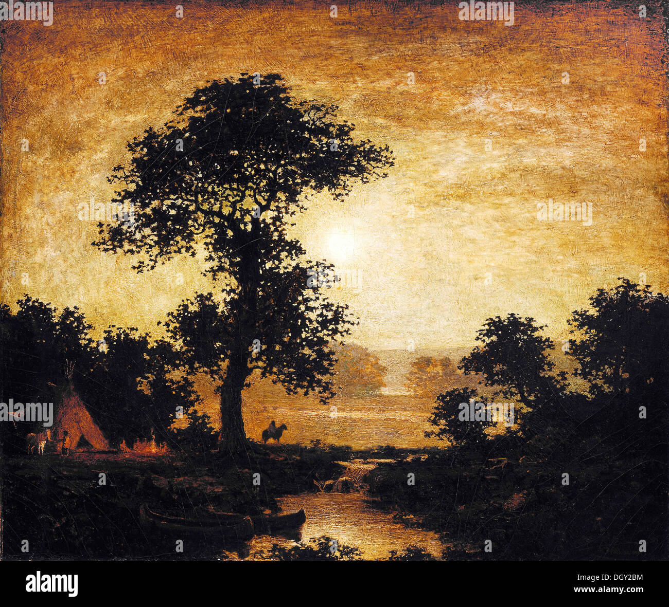 Ralph Albert Blakelock, Moonlight 1885-1889 Öl auf Leinwand. Brooklyn Museum, New York City. Stockfoto