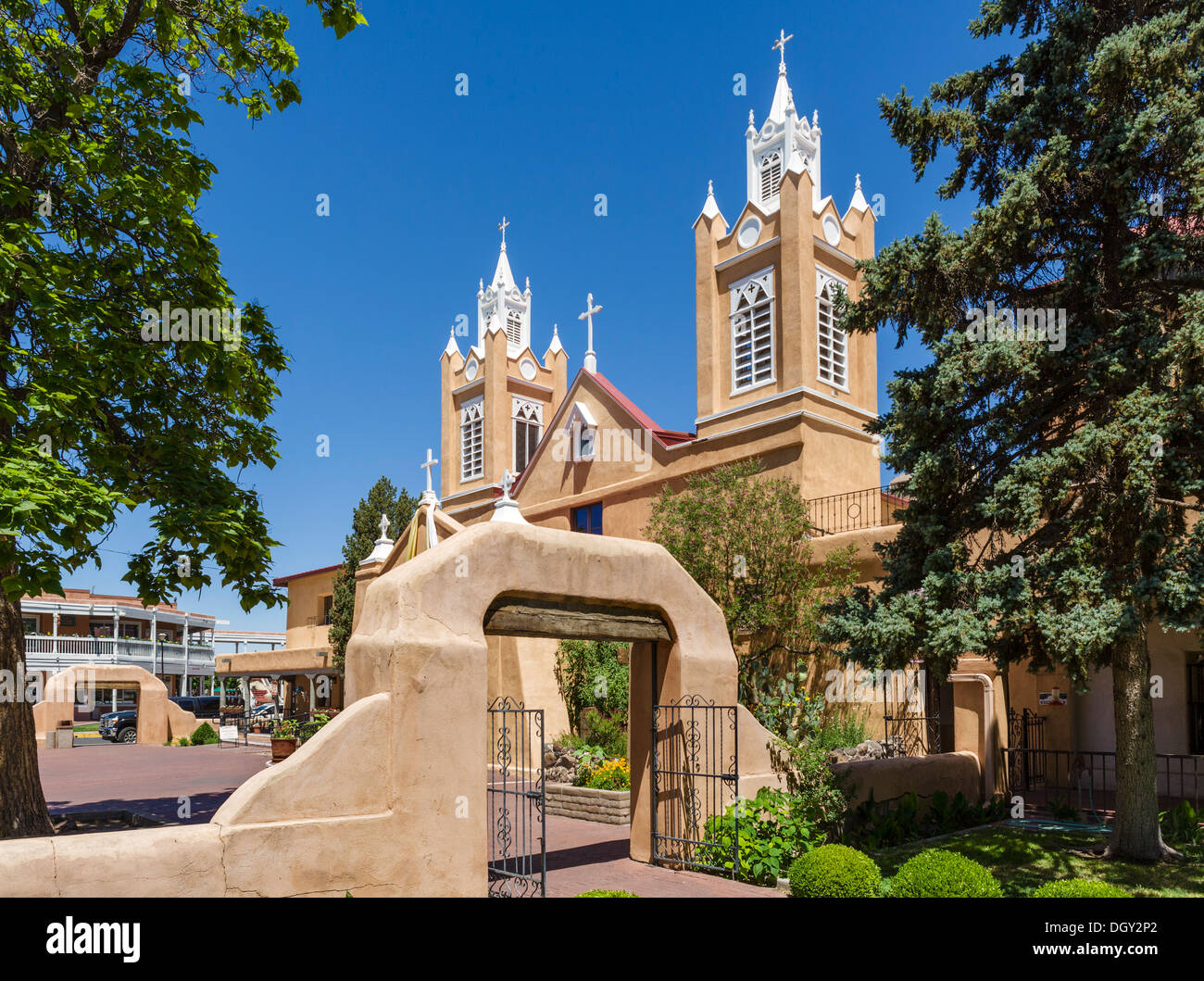 San Felipe de Neri Church, Old Town Plaza, Altstadt, Albuquerque, New Mexico, USA Stockfoto