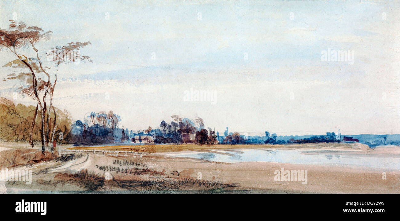 Richard Parkes Bonington, die Salzwiesen in der Nähe von Trouville 1826 Aquarell über Graphit. Das J. Paul Getty Museum. Stockfoto