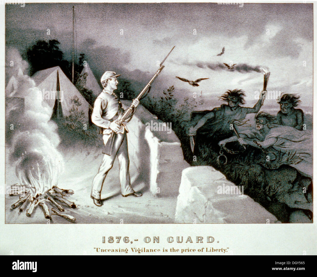 1876 - auf der Hut - ständige Wachsamkeit ist der Preis der Freiheit - USA Poster Stockfoto