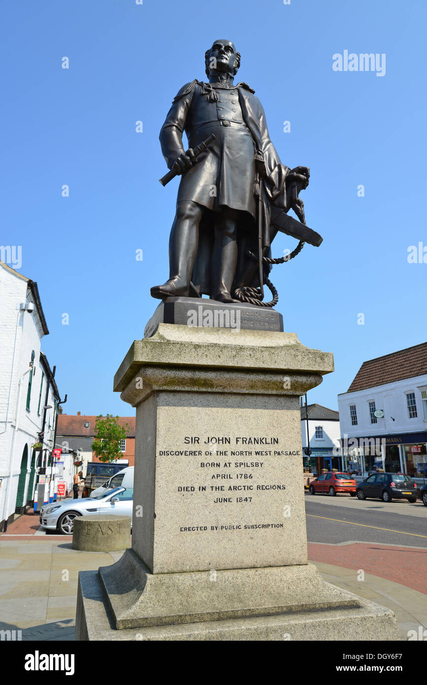 Sir John Franklin Statue, Cornhill, Spilsby, Lincolnshire, England, Vereinigtes Königreich Stockfoto