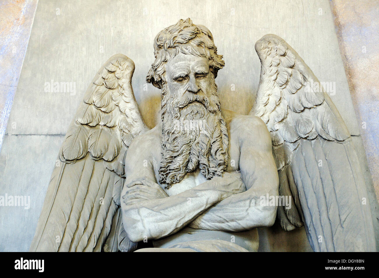 Skulptur auf einem Grab, historischen Friedhof Staglieno, Genua, Ligurien, Italien, Europa Stockfoto