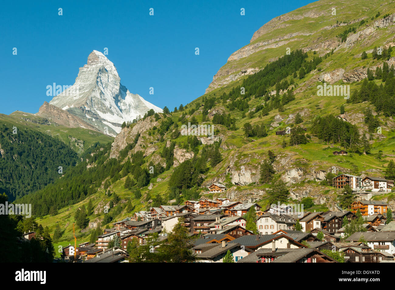 Das Matterhorn und Zermatt, Schweiz Stockfoto