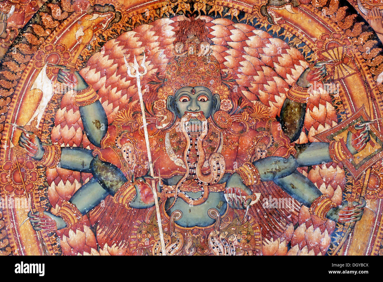 Wandmalerei, Ettumanoor Mahadevar Tempel, Kerala, Südindien, Indien, Asien Stockfoto