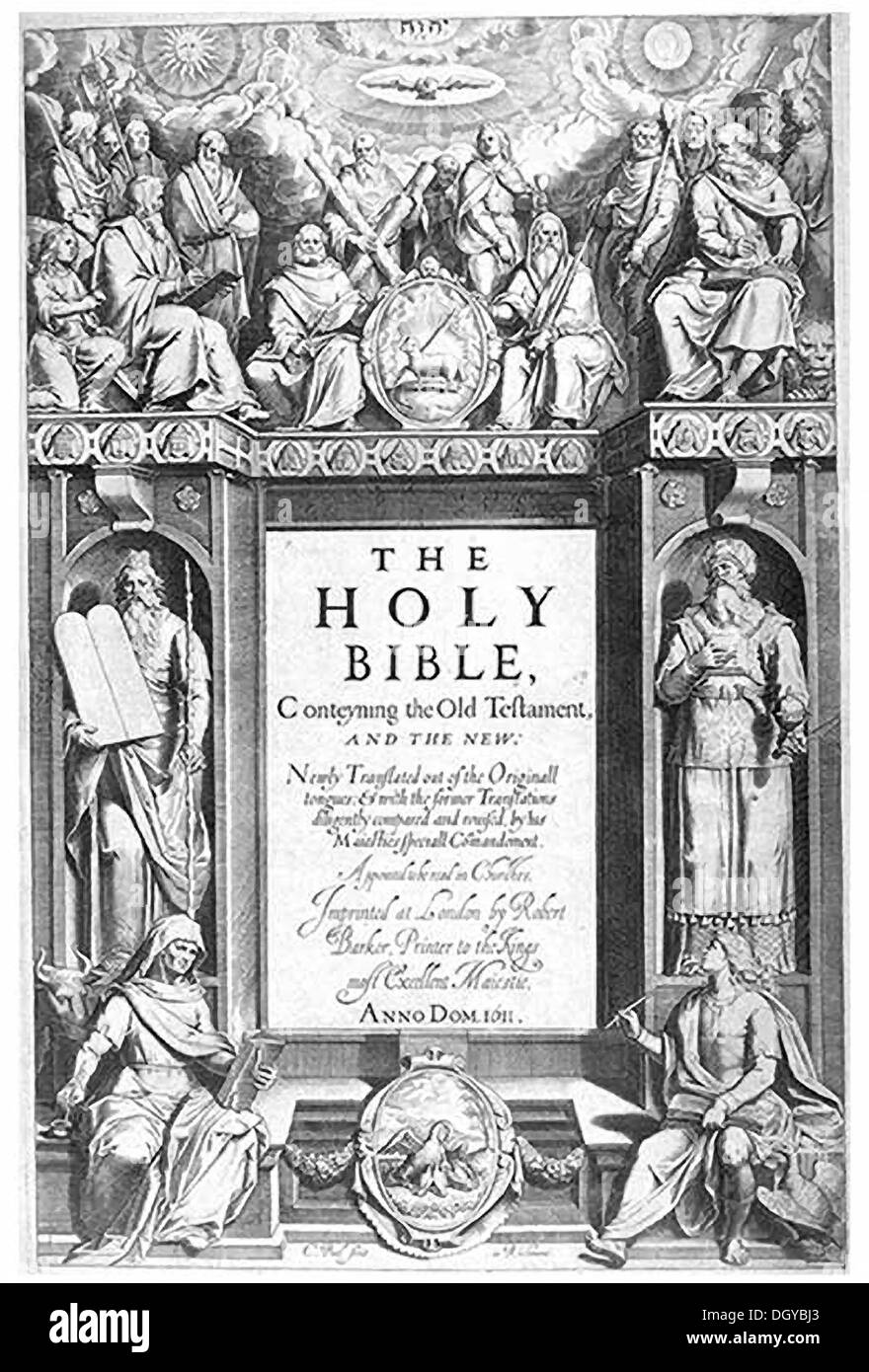 5707. King-James-Bibel, eine englische Übersetzung der christlichen Bibel von der Church Of England im Jahr 1604 begonnen und im Jahre 1611 Stockfoto