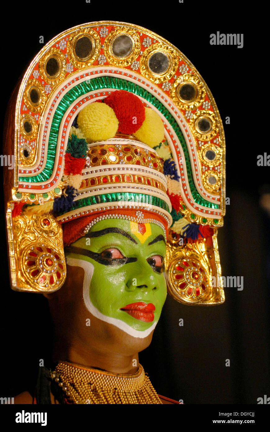 Thullal Tänzer, Kottayam, Kerala, Südindien, Indien, Asien Stockfoto