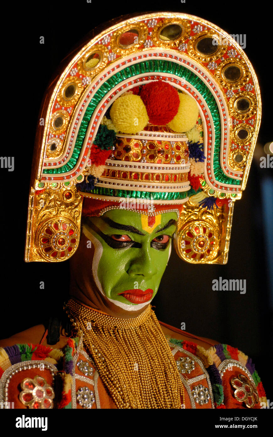 Thullal Tänzer, Kottayam, Kerala, Südindien, Indien, Asien Stockfoto
