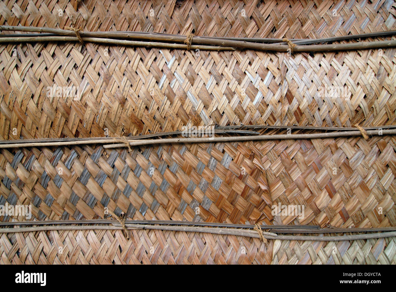 Wand eine Hütte aus Schnitt und getrockneten Palmblättern, Bangaram Island, Lakkadiven, Lakshadweep, Arabisches Meer, Süd-Indien, Asien Stockfoto