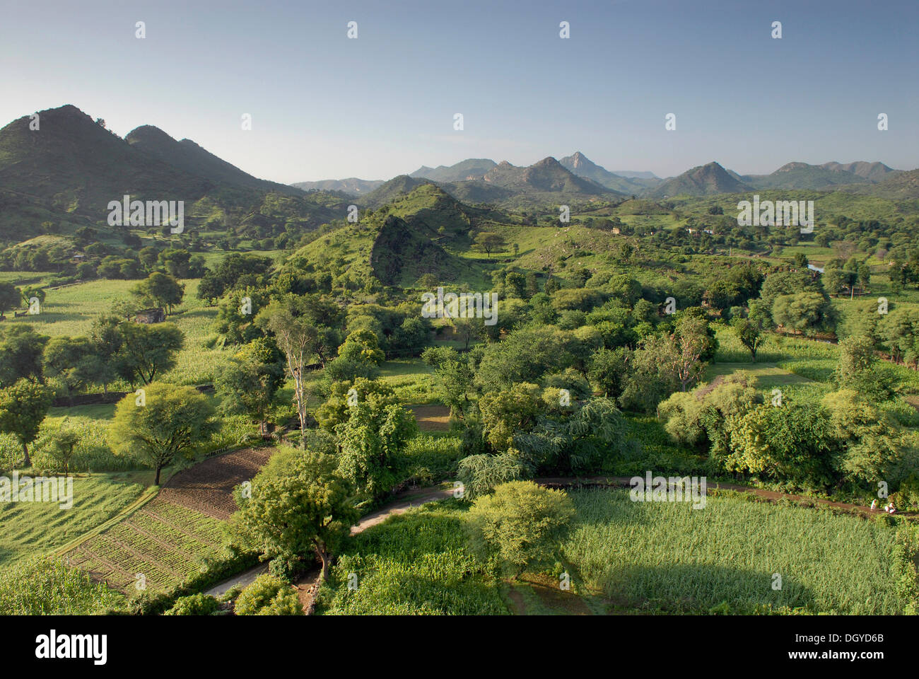 Landschaft, Monsunzeit, Devigarh in der Nähe von Udaipur, Rajasthan, Indien, Asien Stockfoto